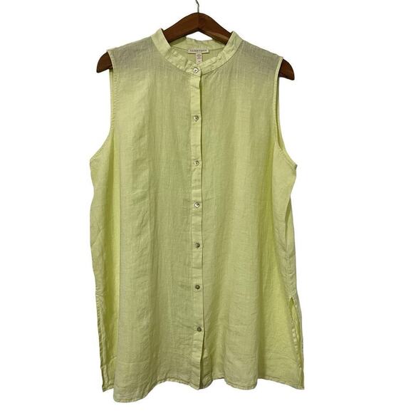 Eileen Fisher Organic Linen Button Tunic Top Size 2X Citrus Coastal Resortwear - Picture 1 of 7